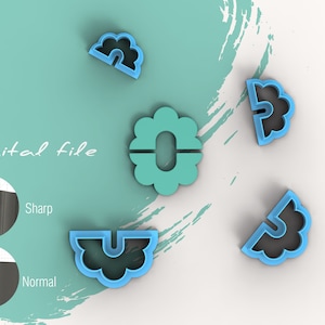 Halbe Blume 5 Polymer Clay Ausstecher | Digitale STL-Datei | 4 Größen