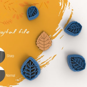 File STL per tagliare la pasta polimerica a forma di foglia autunnale / 4 misure (download digitale)