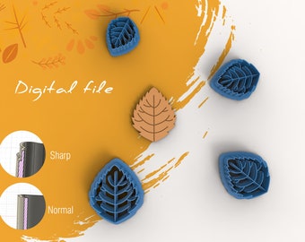 Autumn Leaf 2 Polymer Clay Cutter | Digital STL File | 4 Sizes  | 2 Cutter Versions
