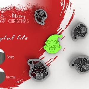 Elf Boy Christmas Polymer Clay Cutters | Digital STL File | 4 Sizes  | 2 Cutter Versions