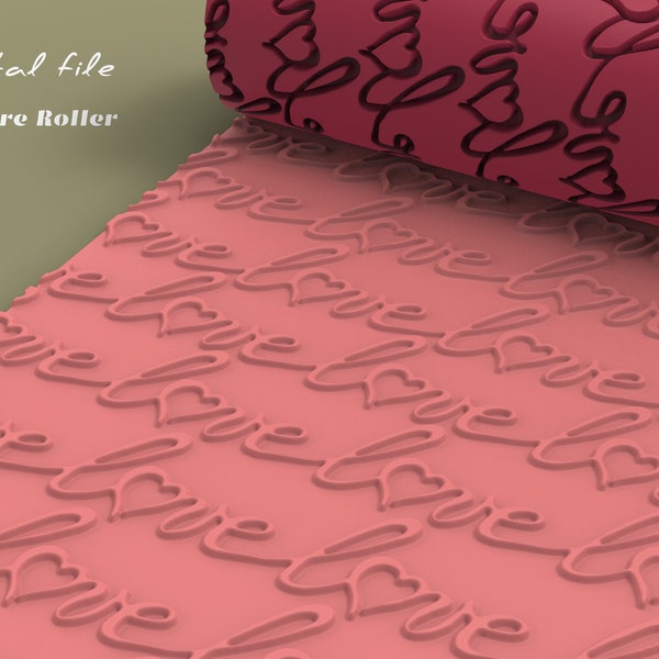 Love Text Valentine | Seamless Polymer Clay Texture Roller | Digital STL File