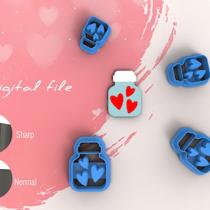 Love Potion 2 Valentine Polymer Clay Cutters | Digital STL File | 5 Sizes  | 2 Cutter Versions