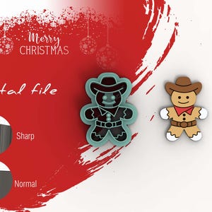 Gingerbread Cowboy Christmas Polymer Clay Cutters | Digital STL File | 5 Sizes | 2 Cutter Versions