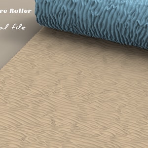 Puede incluir: Un rodillo texturizado beige con un rodillo texturizado azul encima. El texto "Texture Roller" y "Digital File" es visible en la imagen.
