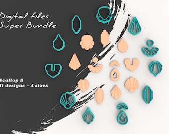 Scallop Polymer Clay Cutters Bundle | 11 Earring Designs (Digital STL Files)