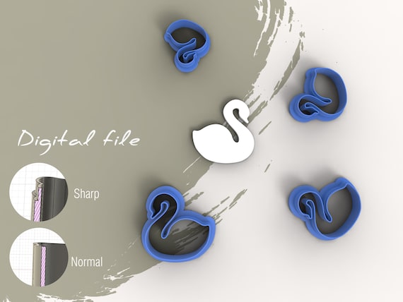 Swan 1 Polymer Clay Cutter | Digital STL File | 5 Sizes  | 2 Cutter Versions