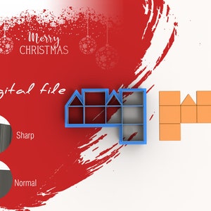 Gingerbread House Template - 3D House Christmas Polymer Clay Cutter | STL Digital File | 4 sizes | 2 Cutter Versions