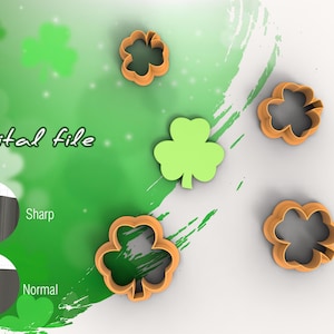 Clover 1 St Patrick&#39;s Day Polymer Clay Cutter | STL Digital File | 4 sizes | 2 Cutter Versions
