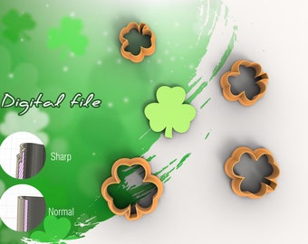 May include: Image features a green and orange shamrock design. The words "Digital file" are written in a cursive font. The image also shows a comparison of "Sharp" and "Normal" edges.