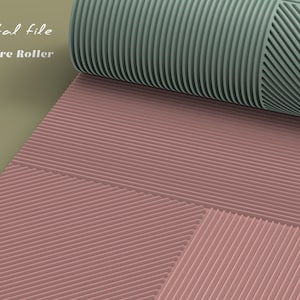 May include: A digital file for a texture roller with a green and pink design. The roller has a diagonal pattern of lines.