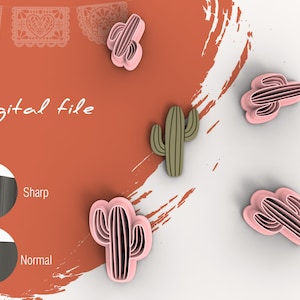 Cinco De Mayo Cactus 2 Polymeer Klei Cutter | Digitaal STL-bestand | 5 Maten | 2 Cutter versies