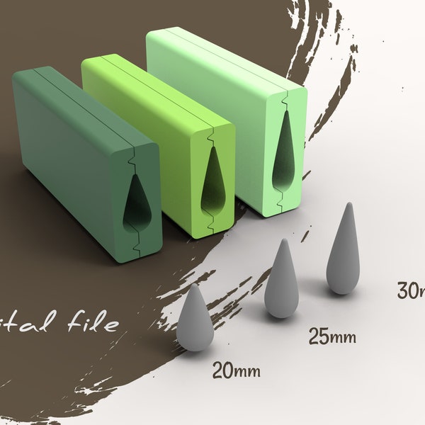 Rouleau de perle en forme de grosse goutte d’argile polymère | Fichier STL numérique