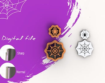 Halloween Spider and Web Polymer Clay Cutter | Digital STL File | 5 Sizes | 2 Cutter Versions