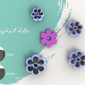 Daisy Flower 1 Clay Cutter | Digital STL File |  | 5 Sizes | 2 Cutter Versions
