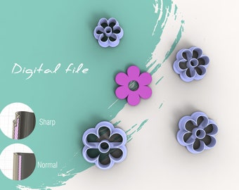 Daisy Flower 1 Clay Cutter | | de fichiers STL numériques  | 5 Tailles | 2 versions de cutter