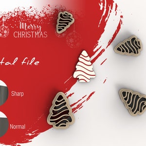 May include: Four digital files for a Christmas tree cookie cutter. The cookie cutters are brown and feature a black and white striped design. The text "Merry Christmas" and "Digital file" are visible in the image.