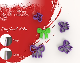 Christmas Bow Polymer Clay Cutter | Digital STL File | 7 Sizes | 2 Cutter Versions
