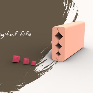 May include: A digital file of a 3D model of a pink brick with a pattern of diamond shapes on the side. The brick is sitting on a white surface. The text "Digital file" is written in white on a brown background.
