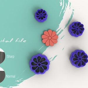 Flower 17 Polymer Clay Cutter | Digital STL File | 5 Sizes  | 2 Cutter Versions