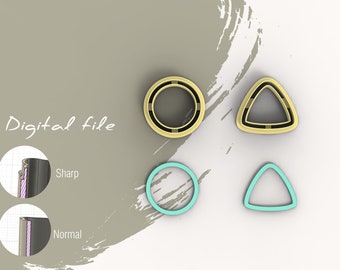 Circle and Triangle thin Polymer Clay Cutter | Digital STL File | 5 Sizes  | 2 Cutter Versions