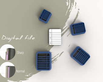 Notebook Paper Polymer Clay Cutter | Digital STL File | 4 Sizes  | 2 Cutter Versions