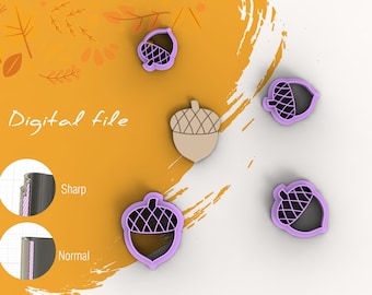 Acorn Polymer Clay Cutter | Digital STL File | 4 Sizes  | 2 Cutter Versions