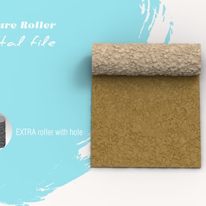 May include: A close-up of a beige textured paint roller with a hole in the center. The roller is partially unrolled, revealing a textured surface. The text "EXTRA roller with hole" is visible below the roller.