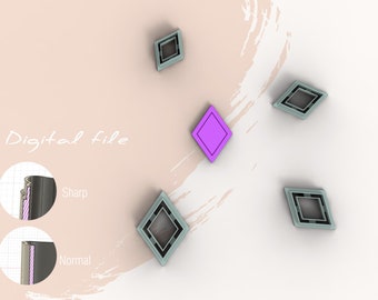 Rhombus with Lines Polymer Clay Cutter | Digital STL File | 4 Sizes  | 2 Cutter Versions