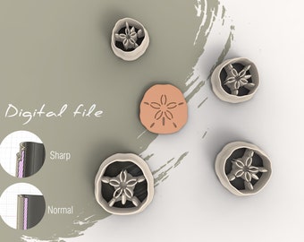 Sand Dollar Polymer Clay Cutter | Digital STL File | 4 Sizes  | 2 Cutter Versions