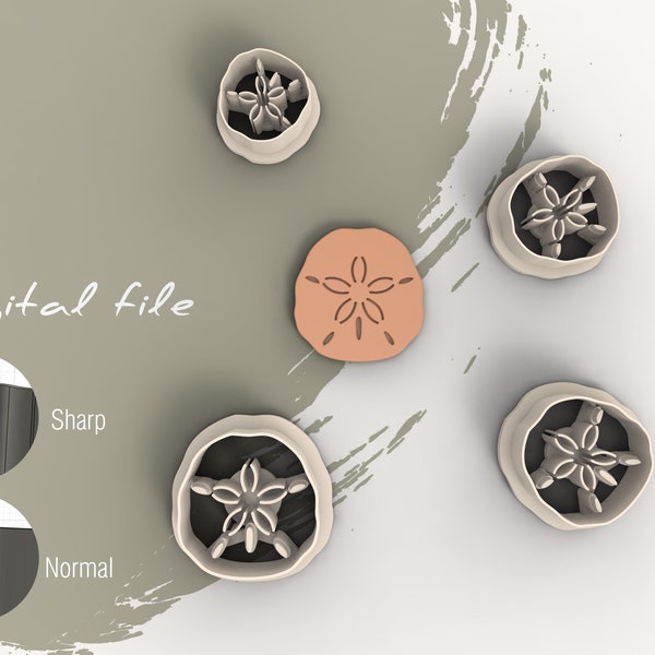 Sand Dollar Polymer Clay Cutter | Digital STL File | 4 Sizes  | 2 Cutter Versions