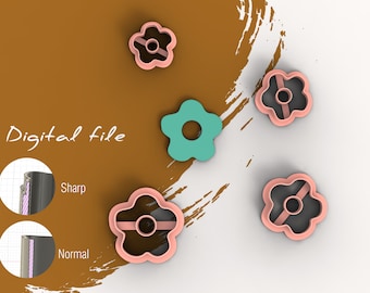 Boho Daisy Polymer Clay Cutter | Digital STL File | 4 Sizes  | 2 Cutter Versions