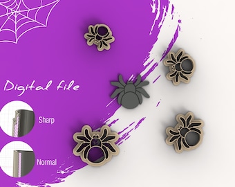 Spider Halloween Polymer Clay Cutters | Digital STL File | 5 Sizes  | 2 Cutter Versions