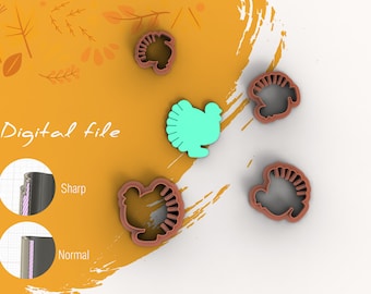 Turkey Cookie Cutter STL File | Thanksgiving Polymer Clay Cutters (Digital Download)