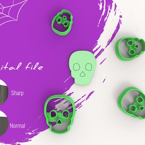 Halloween Skull Clay Cutter | Digital STL File | 6 Sizes | 2 Cutter Versions