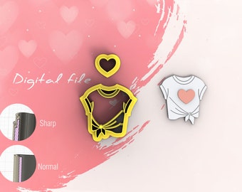 Valentine t-shirt Polymer Clay Cutters | Digital STL File | 4 Sizes  | 2 Cutter Versions