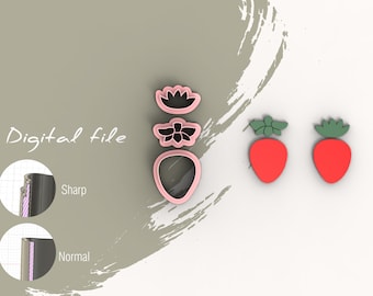 Strawberry 2 Découpeur d’argile polymère | STL Digital File | 5 tailles | 2 versions de cutter