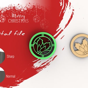 Kreis mit Heiligem Blatt Weihnachten Polymer Clay Ausstechformen | Digitale STL-Datei | 4 Größen | 2 Cutter Versionen