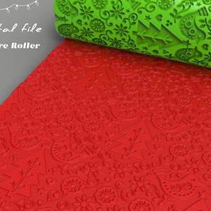 Christmas 6 | Polymer Clay Seamless  Texture Roller | Digital STL File | Two pattern sizes