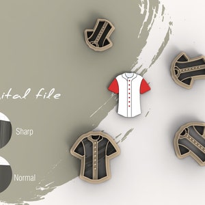 Baseball Jersey Polymer Clay Cutter | Digital STL File | 4 Sizes  | 2 Cutter Versions