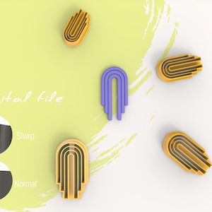 May include: Five digital files for a 3D printed arch design. The files are available in two different formats: sharp and normal. The arch is shown in purple and yellow.