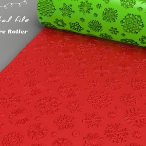 Natal 7 flocos de neve | Rolo de textura sem costura de argila de polímero | Arquivo digital STL | Dois tamanhos de padrão