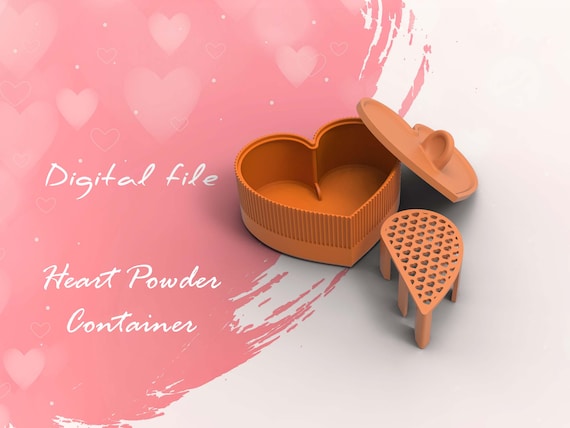 Powder | Corn flour | Cornstarch Heart - Valentine Tapper Box - Cornstarch Container | STL | Digital file | 3 Sizes