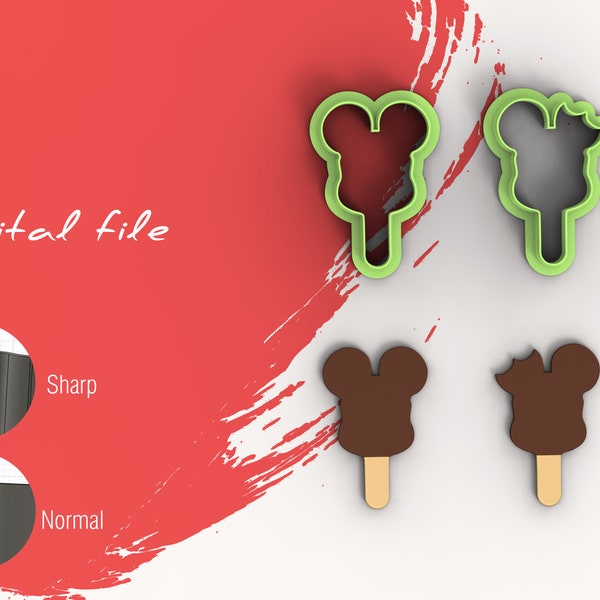 Mouse Popsicle Polymer Clay Cutters | Digital STL File | 5 Sizes  | 2 Cutter Versions