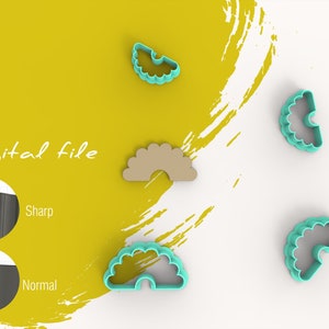 Scallop half Flower Polymer Clay Cutter | Digital STL File | 4 Sizes  | 2 Cutter Versions
