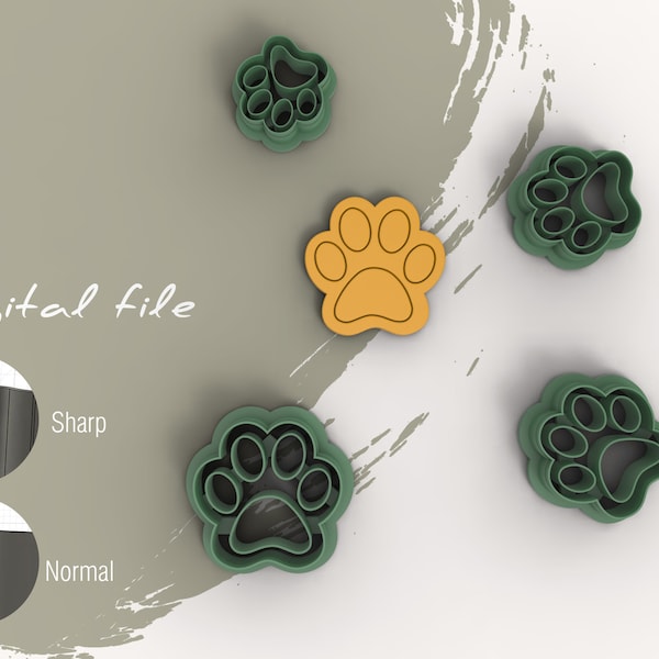 Dog Paw Polymer Clay Cutter | Digital STL File | 5 Sizes  | 2 Cutter Versions