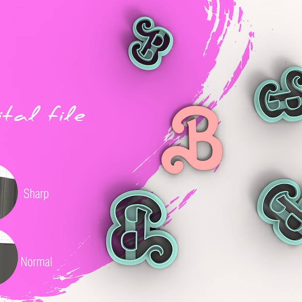 Girl B Letter Polymer Clay Cutters | STL Digital File | 6 sizes | 2 Cutter Versions