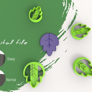 Embossed Five Petal Leaf Clay Cutter | Digital STL File | 4 Sizes | 2 Cutter Versions