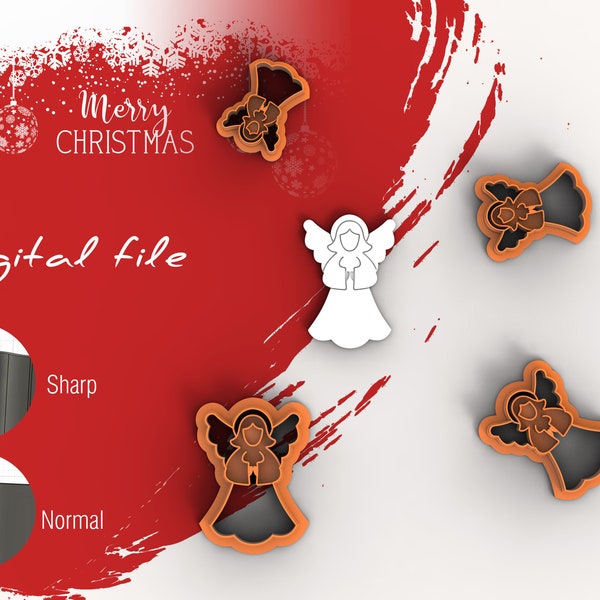 Angel 3 Christmas Polymer Clay Cutters | Digital STL File | 5 Sizes  | 2 Cutter Versions