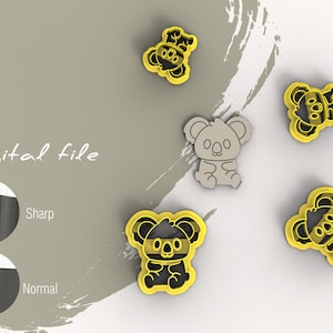 Cute Koala Animal Polymer Clay Cutters | Digital STL File | 4 Sizes  | 2 Cutter Versions
