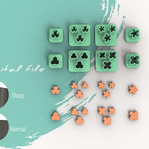 Mini Flowers Polymer Clay Cutter | Digital STL File | 4 Sizes  | 2 Cutter Versions | 4 Designs
